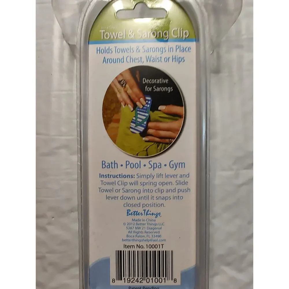 New Boca Bath Pool Spa Gym Towel Sarong Clip 3.5